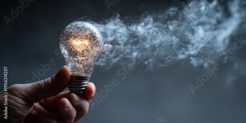 Human hand holding extinguished bulb