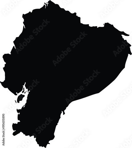 Black silhouette map of ecuador isolated on a white background for design and education.