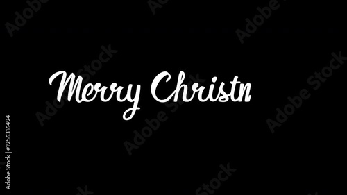 Merry Christmas white Handwritten Cursive Animation with Elegant Calligraphy Text