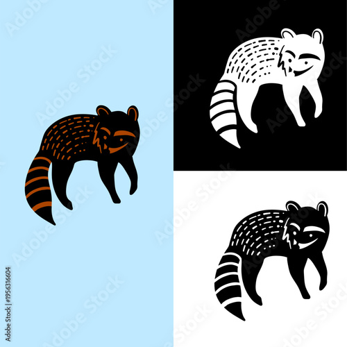 racoon illustration vector graphic for logo, icon, mascot, design, template, etc