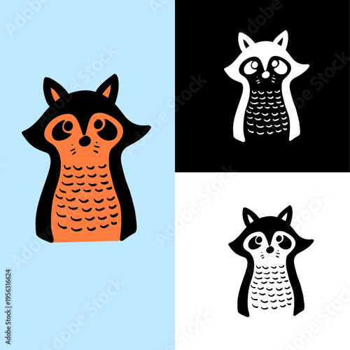 racoon illustration vector graphic for logo, icon, mascot, design, template, etc