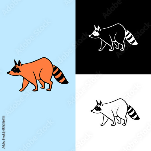 racoon illustration vector graphic for logo, icon, mascot, design, template, etc