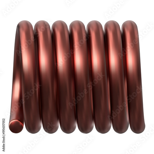 Metal spring, compressed copper coil, 3D vector realistic flexible spiral metal wire, brass springy coil for suspension