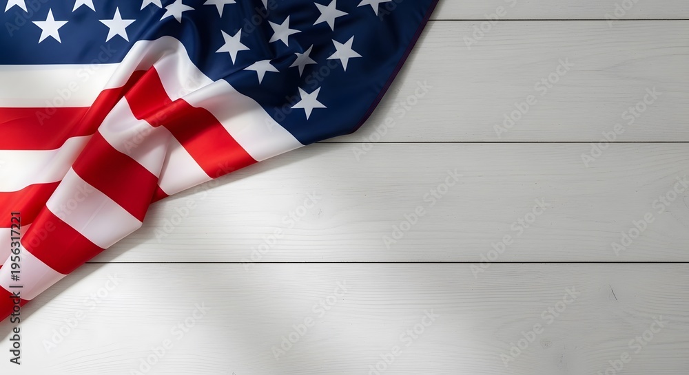 Fototapeta premium Memorial day tribute with american flag on white background