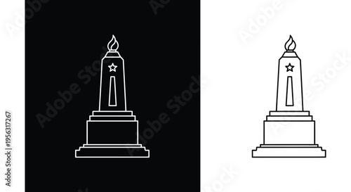 Memorial Monument Outline Icon Vector Set