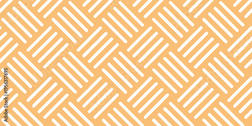 Seamless Orange and white basketweave pattern with diagonal rounded lines. vector illustration