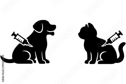 Dog and Cat Vaccine Awareness Flat Icon Illustration