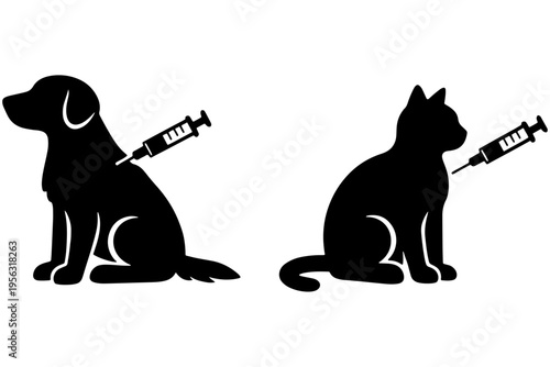 Pet Vaccination Icon Set Dog and Cat Vector Illustration