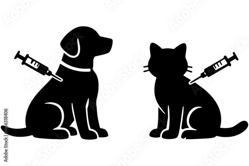 Veterinary Healthcare Concept with Dog and Cat Silhouettes