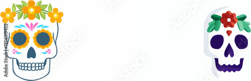 Vibrant Sugar Skull Celebration - Dia de los Muertos Festive Decoration