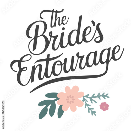 A beautiful vector graphic illustration of a wedding phrase with flowers and leaves