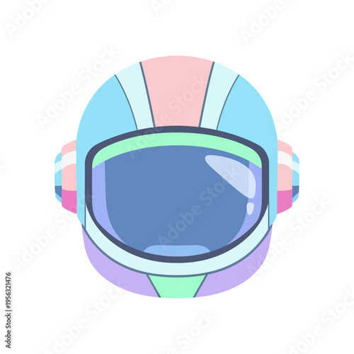 Stylized Astronaut Helmet with Pastel Colors and Reflective Visor