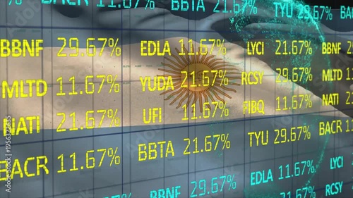 Animation of financial data processing over map of argentina