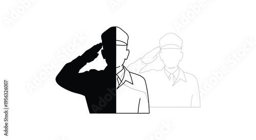 Military soldier saluting. Army officer vector icon