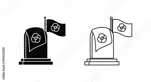 Tombstone with flag icon set vector