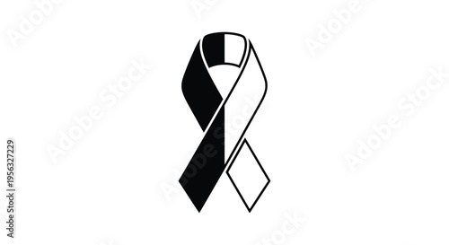Black and White Awareness Ribbon Vector Icon