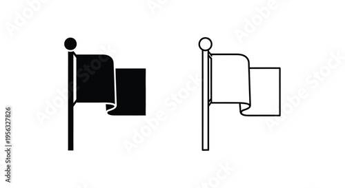 Set of 2 black flag icons vector illustration
