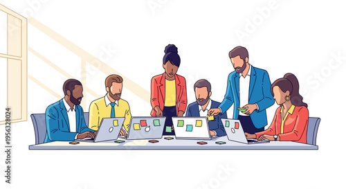 Diverse Professionals Collaborating in Sunlit Workspace