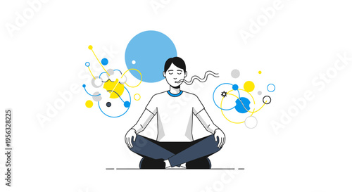 Person meditating in a serene environment for mental health and wellness indoors