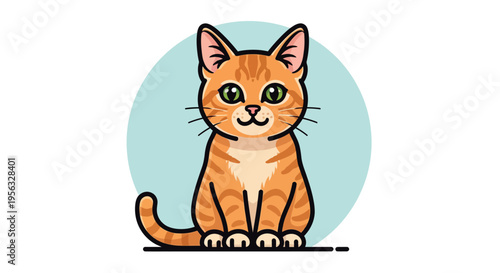 A cute orange cartoon cat sitting.