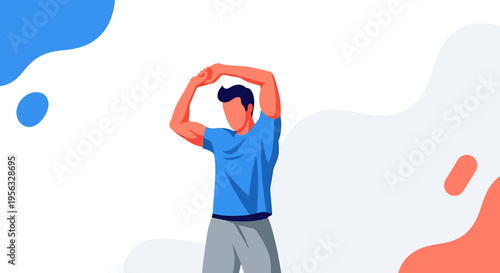 Man stretching in fitness class for health and wellness indoors