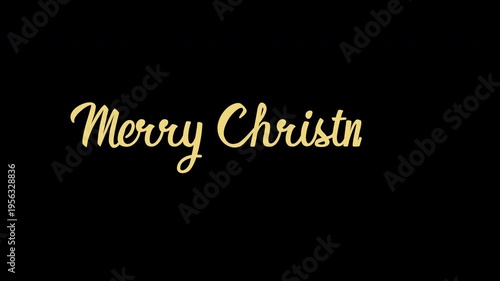 Merry Christmas yellow Handwritten Cursive Animation with Elegant Calligraphy Text