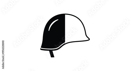 Black and White Military Helmet Icon Vector