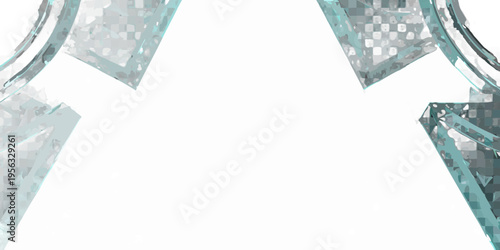 Abstract geometric design with fractured glass and dark background