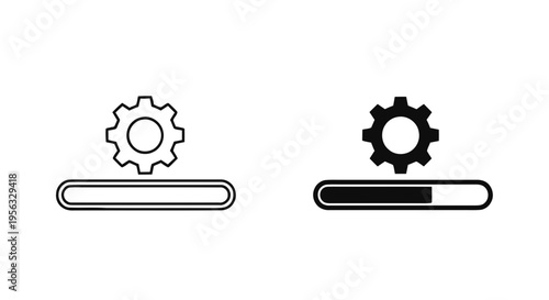Vector illustration of loading process icon set with gear sign, progress bar vector illustration on a transparent background