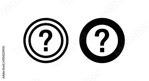 Vector illustration of set of two question mark icons in circle frames, vector illustration on a transparent background