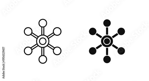 Vector illustration of hub and spoke network icon set, connection and communication concept on a transparent background