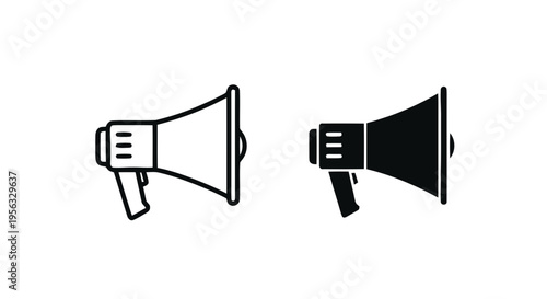Vector illustration of megaphone icon set, flat vector illustration of bullhorn for announcement on a transparent background