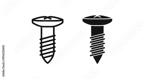 Vector illustration of set of screw icons, vector illustration of fasteners for construction on a transparent background