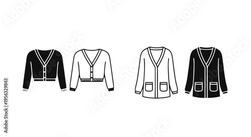 Vector illustration of set of cardigan icons, vector illustration of knitted sweaters on a transparent background