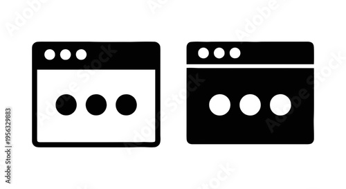 Vector illustration of browser window icons set, web interface elements on a transparent background