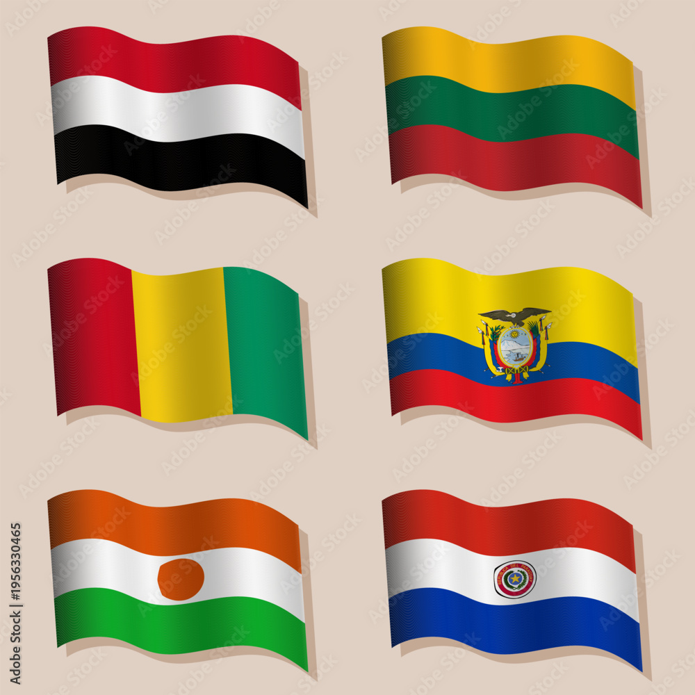 Obraz premium Vector set of wavy flags