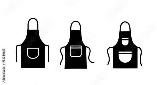 Vector illustration of set of kitchen apron icons with pockets on a transparent background