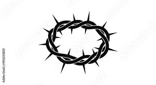 Vector illustration of crown of thorns icon, symbol of jesus christ passion on a transparent background