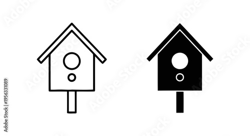 Vector illustration of birdhouse icon set, simple vector illustration of a bird house on a transparent background