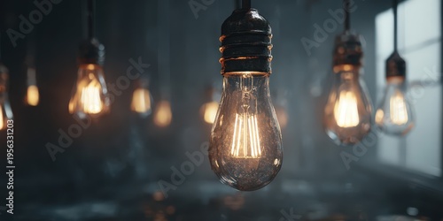 Energy shortage concept with dimming lights 