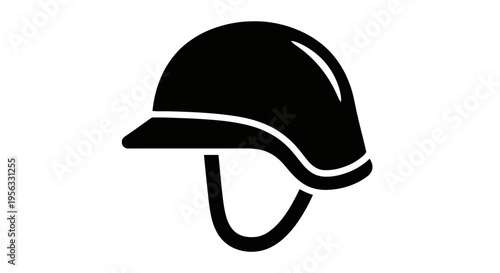 Vector illustration of military helmet icon, simple style on a transparent background