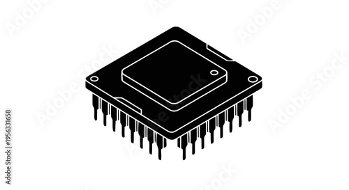 Vector illustration of isometric icon of a computer processor chip on a transparent background