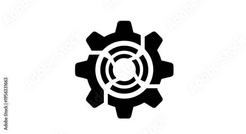 Vector illustration of abstract gear icon with circular segments on a transparent background