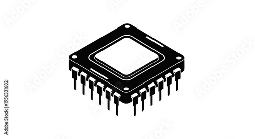 Vector illustration of isometric icon of a computer processor chip on a transparent background
