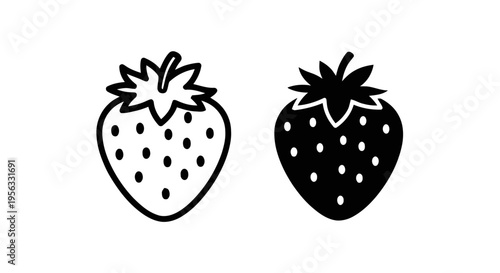 Vector illustration of strawberry icon set, vector illustration of strawberry fruit on a transparent background