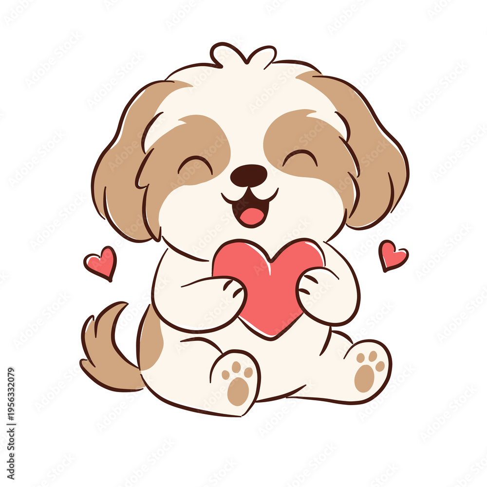 Obraz premium puppy dog gloden with heart