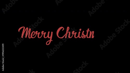 Merry Christmas red Handwritten Cursive Animation with Elegant Calligraphy Text