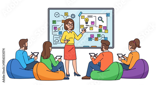 Creative Woman Presenting Strategy to Team