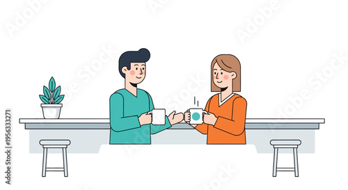 Happy Coworkers Enjoying Coffee in Breakroom