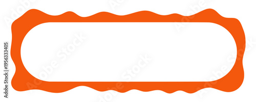 Orange frame white with wavy border capsule and oblong background banner. Title abstract geometric with shape minimalist design and element text space.
